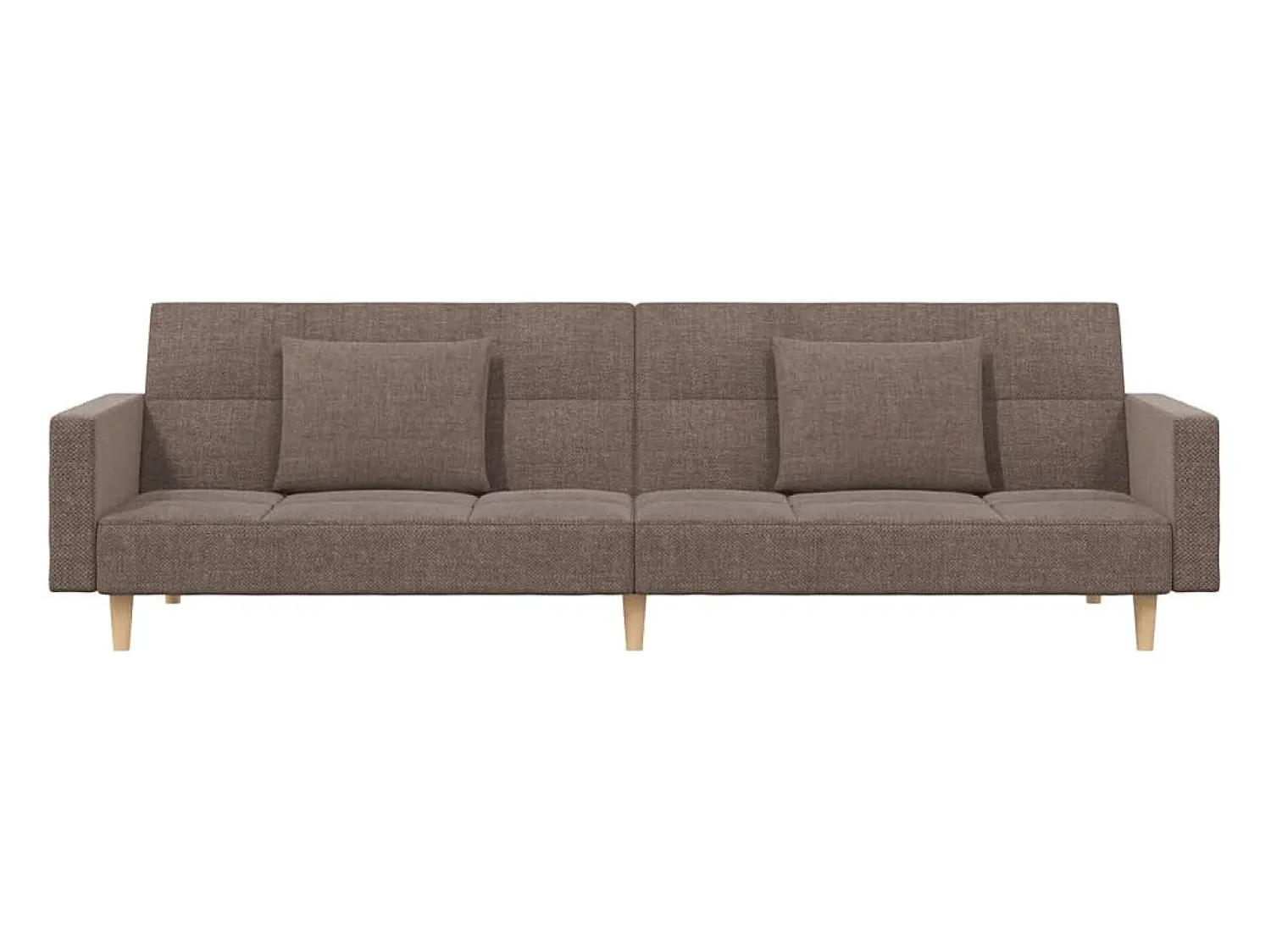 Sofá*vidaxl Sofá-cama 2 lugares c/ duas almofadas tecido cinza-acastanhado Taupe