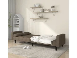 Sofá-cama 2 lugares c/ duas almofadas tecido cinza-acastanhado PT142568^ Sofá