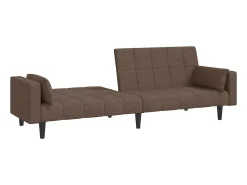 Sofá-cama 2 lugares c/ duas almofadas tecido cinza-acastanhado PT142568^ Sofá