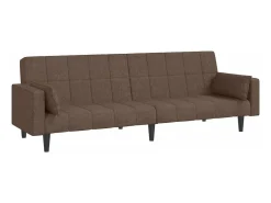 Sofá-cama 2 lugares c/ duas almofadas tecido cinza-acastanhado PT142568^ Sofá