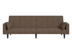 Sofá-cama 2 lugares c/ duas almofadas tecido cinza-acastanhado PT142568^ Sofá