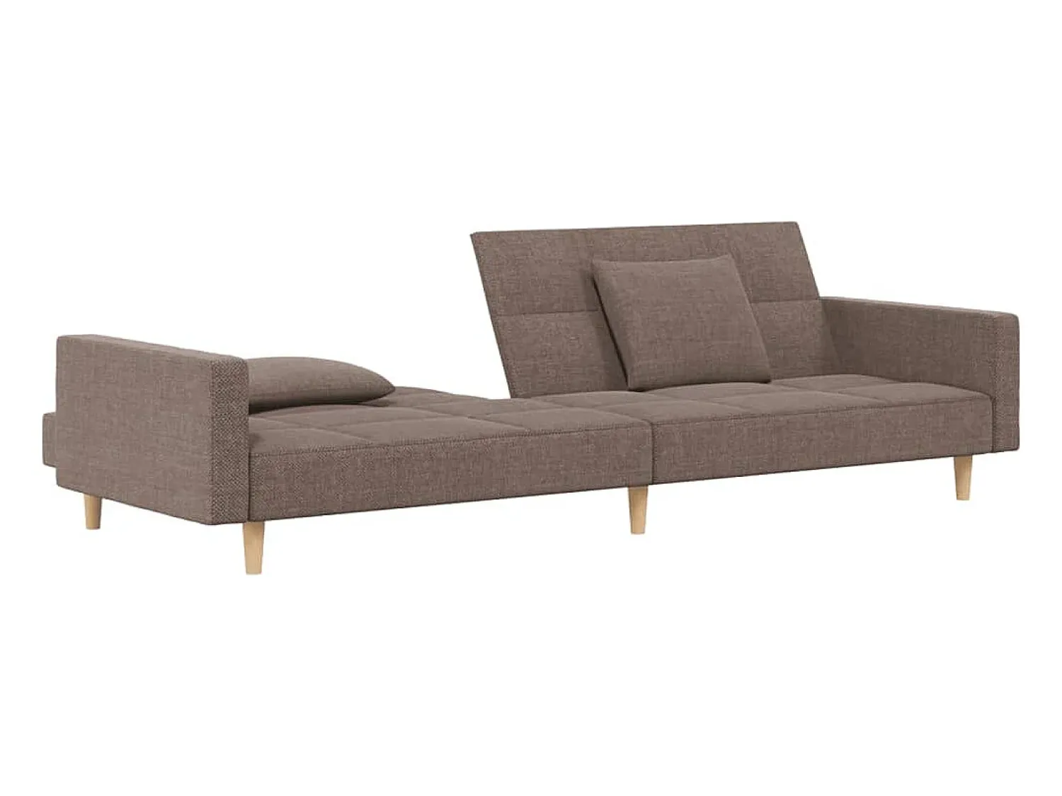 Sofá-cama 2 lugares c/ duas almofadas tecido cinza-acastanhado PT222449^ Sofá
