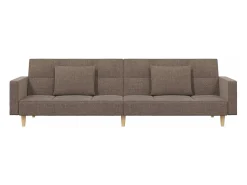 Sofá-cama 2 lugares c/ duas almofadas tecido cinza-acastanhado PT222449^ Sofá