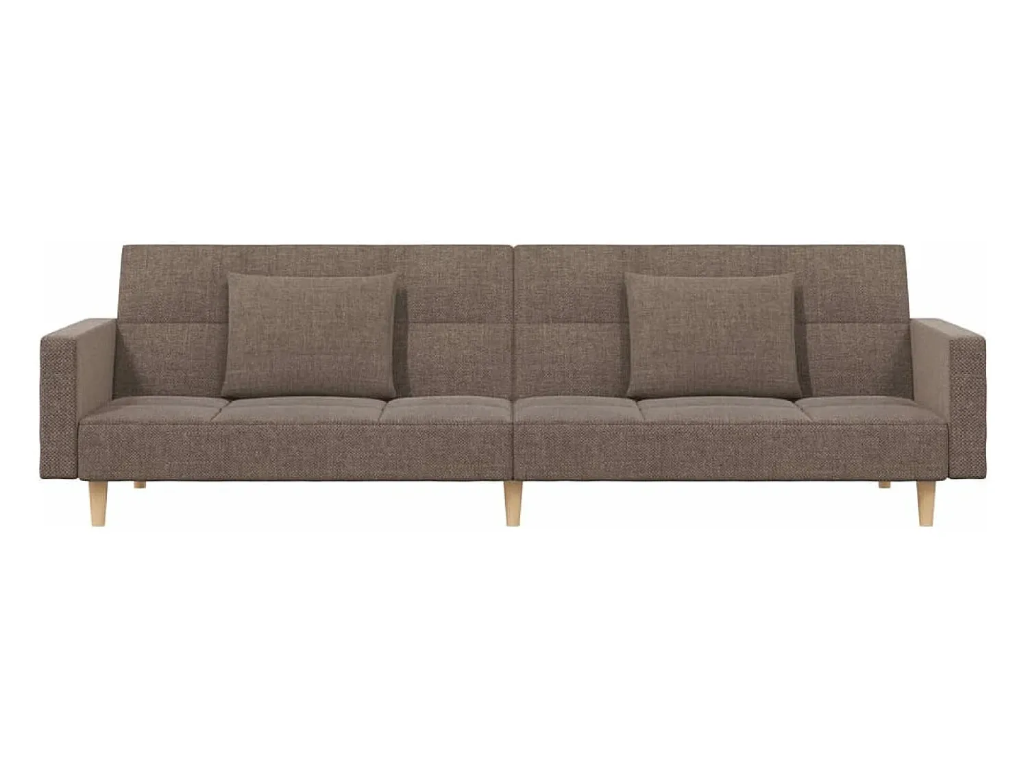 Sofá-cama 2 lugares c/ duas almofadas tecido cinza-acastanhado PT222449^ Sofá