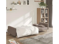 Sofá-cama 2 lugares c/ duas almofadas tecido cinza-acastanhado PT222449^ Sofá