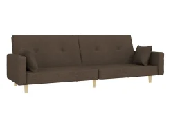 Sofá*vidaxl Sofá-cama 2 lugares c/ duas almofadas tecido cinza-acastanhado Taupe