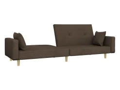 Sofá*vidaxl Sofá-cama 2 lugares c/ duas almofadas tecido cinza-acastanhado Taupe