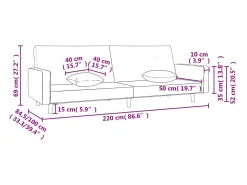 Sofá*vidaxl Sofá-cama 2 lugares c/ duas almofadas tecido cinza-acastanhado Taupe