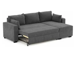 New Sofá-cama 3 lugares Escuro - chaise longue reversível lado direito/esquerdoche (233 x 140 x 69 cm) - LEAH Cinzento