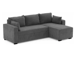 New Sofá-cama 3 lugares Escuro - chaise longue reversível lado direito/esquerdoche (233 x 140 x 69 cm) - LEAH Cinzento