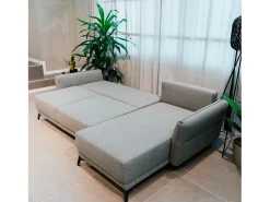 Sofá| Sofá-cama 3 lugares Cinzento Tempestade + chaise longue reversível lado direito/esquerdoche (260,5 x 156 x 92 cm) - TOBY Cinzento claro