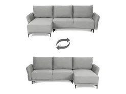 Sofá| Sofá-cama 3 lugares Cinzento Tempestade + chaise longue reversível lado direito/esquerdoche (260,5 x 156 x 92 cm) - TOBY Cinzento claro