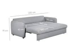 Sofá* Sofá-cama 3 lugares com abertura fácil (225 x 140 x 91 cm) - CHLOE Cinzento