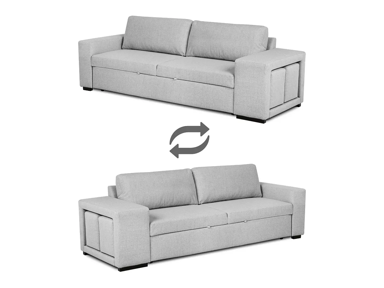 Sofá* Sofá-cama 3 lugares chaise longue reversível lado direito/esquerdoche com 2 pufes (248 x 117 x 90 cm) - AVERY Cinzento
