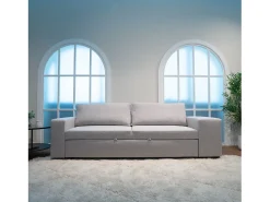 Sofá* Sofá-cama 3 lugares chaise longue reversível lado direito/esquerdoche com 2 pufes (248 x 117 x 90 cm) - AVERY Cinzento