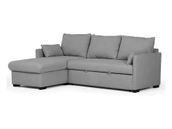Sofá| Sofá-cama 3 lugares - chaise longue reversível lado direito/esquerdoche com arrumação integrada (221 x 162 x 85 cm) - ORLANDO Cinzento
