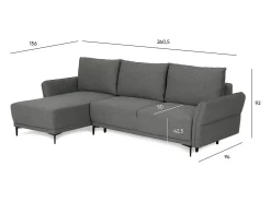 Sofá-cama 3 lugares Vulcão + chaise longue reversível lado direito/esquerdoche (260,5 x 156 x 92 cm) - TOBY^ Sofá