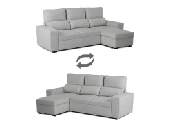 Sofá* Sofá-cama 3 lugares - chaise longue reversível lado direito/esquerdoche com arrumação integrada (248,5 x 117 x 103 cm) - HARPER Cinzento