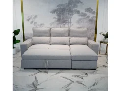 Sofá* Sofá-cama 3 lugares - chaise longue reversível lado direito/esquerdoche com arrumação integrada (248,5 x 117 x 103 cm) - HARPER Cinzento