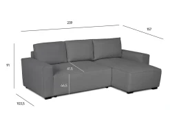 Hot Sofá-cama 3 lugares - chaise longue reversível lado direito/esquerdoche com arrumação integrada (239 x 157 x 91 cm) - JADE Cinzento