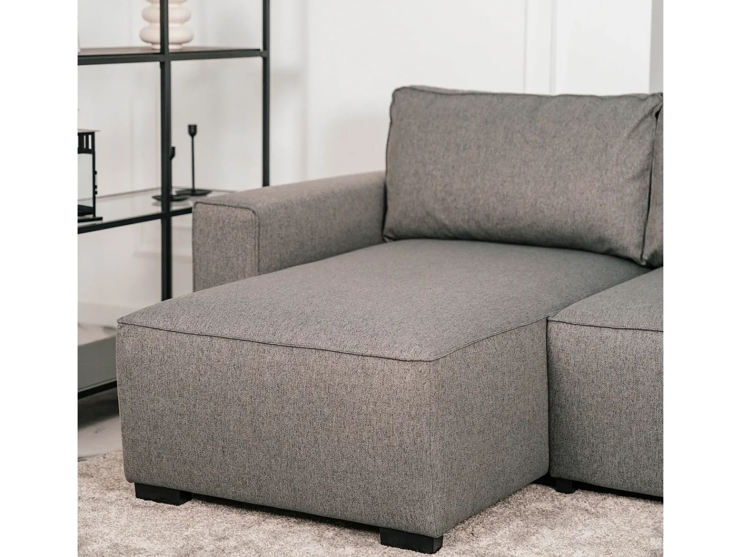 Hot Sofá-cama 3 lugares - chaise longue reversível lado direito/esquerdoche com arrumação integrada (239 x 157 x 91 cm) - JADE Cinzento