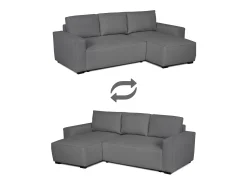 Hot Sofá-cama 3 lugares - chaise longue reversível lado direito/esquerdoche com arrumação integrada (239 x 157 x 91 cm) - JADE Cinzento