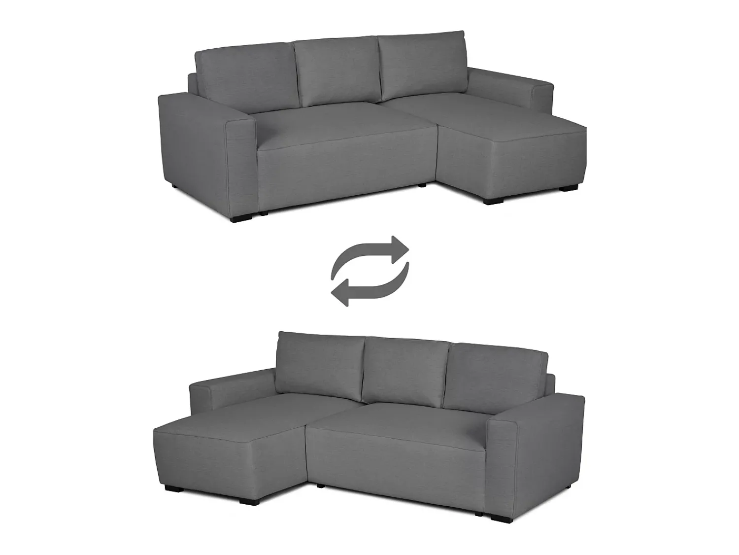 Hot Sofá-cama 3 lugares - chaise longue reversível lado direito/esquerdoche com arrumação integrada (239 x 157 x 91 cm) - JADE Cinzento