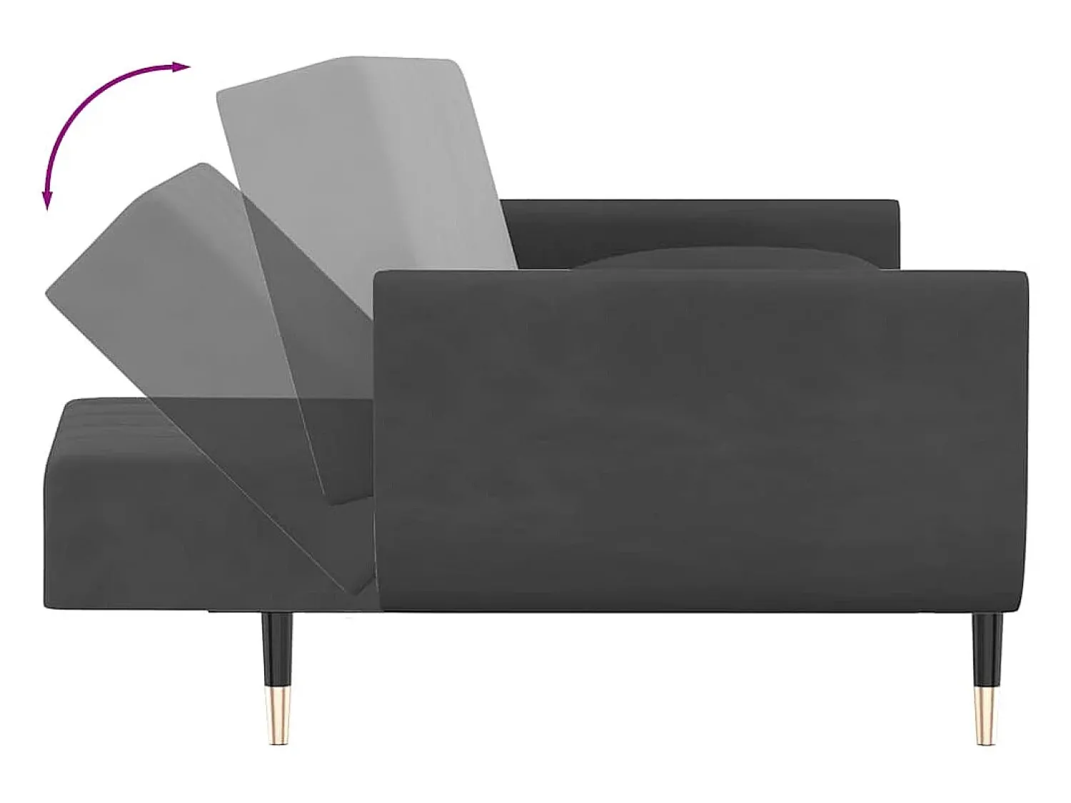 Sofá|vidaxl Sofá-cama 2 lugares com duas almofadas veludo -escuro Cinzento
