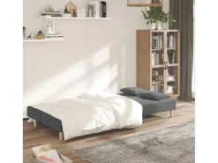 Sofá-cama 2 lugares com duas almofadas tecido -escuro PT138063^ Sofá