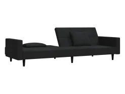 Sofá* Sofá-cama 2 lugares com duas almofadas veludo PT978108 Preto