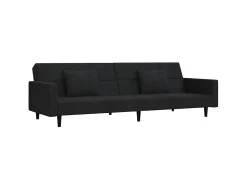 Sofá* Sofá-cama 2 lugares com duas almofadas veludo PT978108 Preto