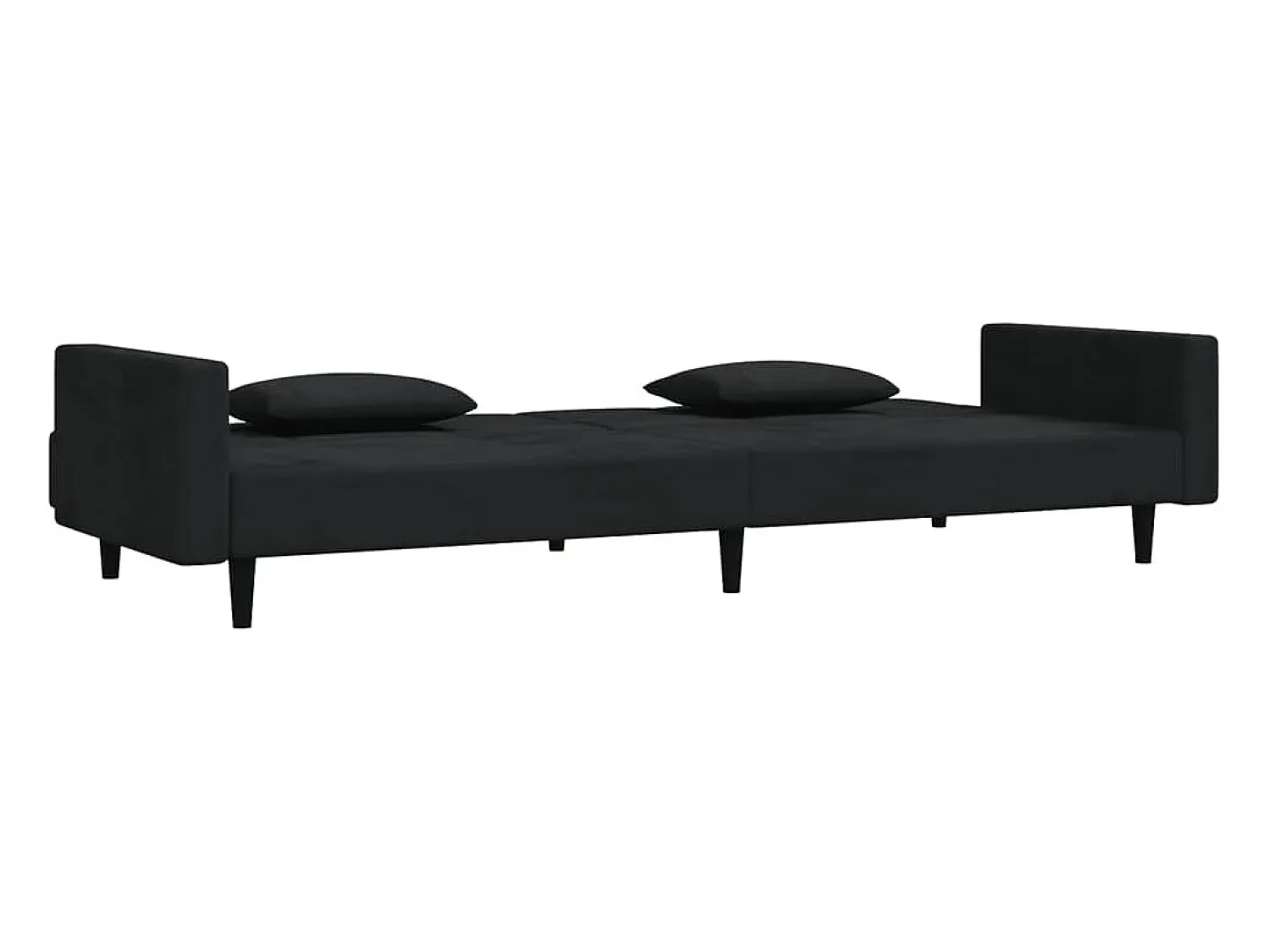 Sofá* Sofá-cama 2 lugares com duas almofadas veludo PT978108 Preto