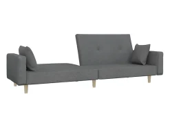 Clearance Sofá-cama 2 lugares com duas almofadas tecido cinzento-claro PT464355 Cinzento claro