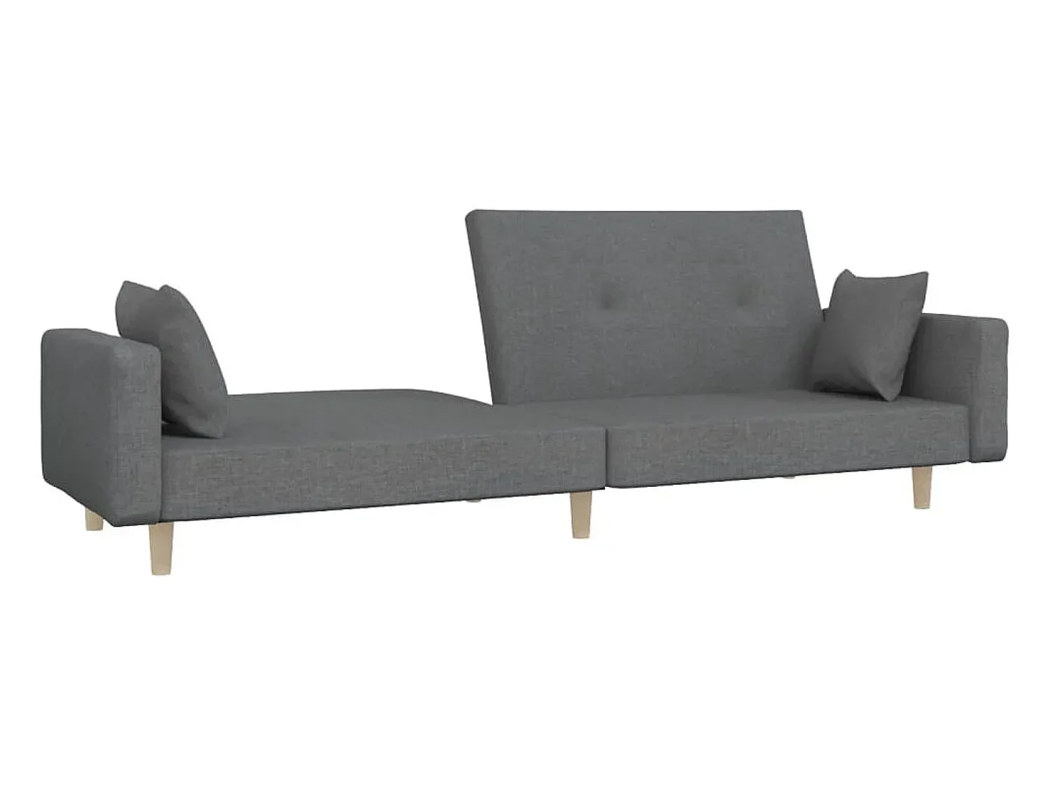 Clearance Sofá-cama 2 lugares com duas almofadas tecido cinzento-claro PT464355 Cinzento claro