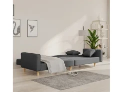 Clearance Sofá-cama 2 lugares com duas almofadas tecido cinzento-claro PT464355 Cinzento claro