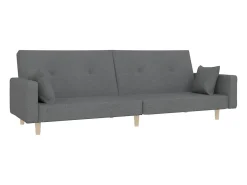 Clearance Sofá-cama 2 lugares com duas almofadas tecido cinzento-claro PT464355 Cinzento claro