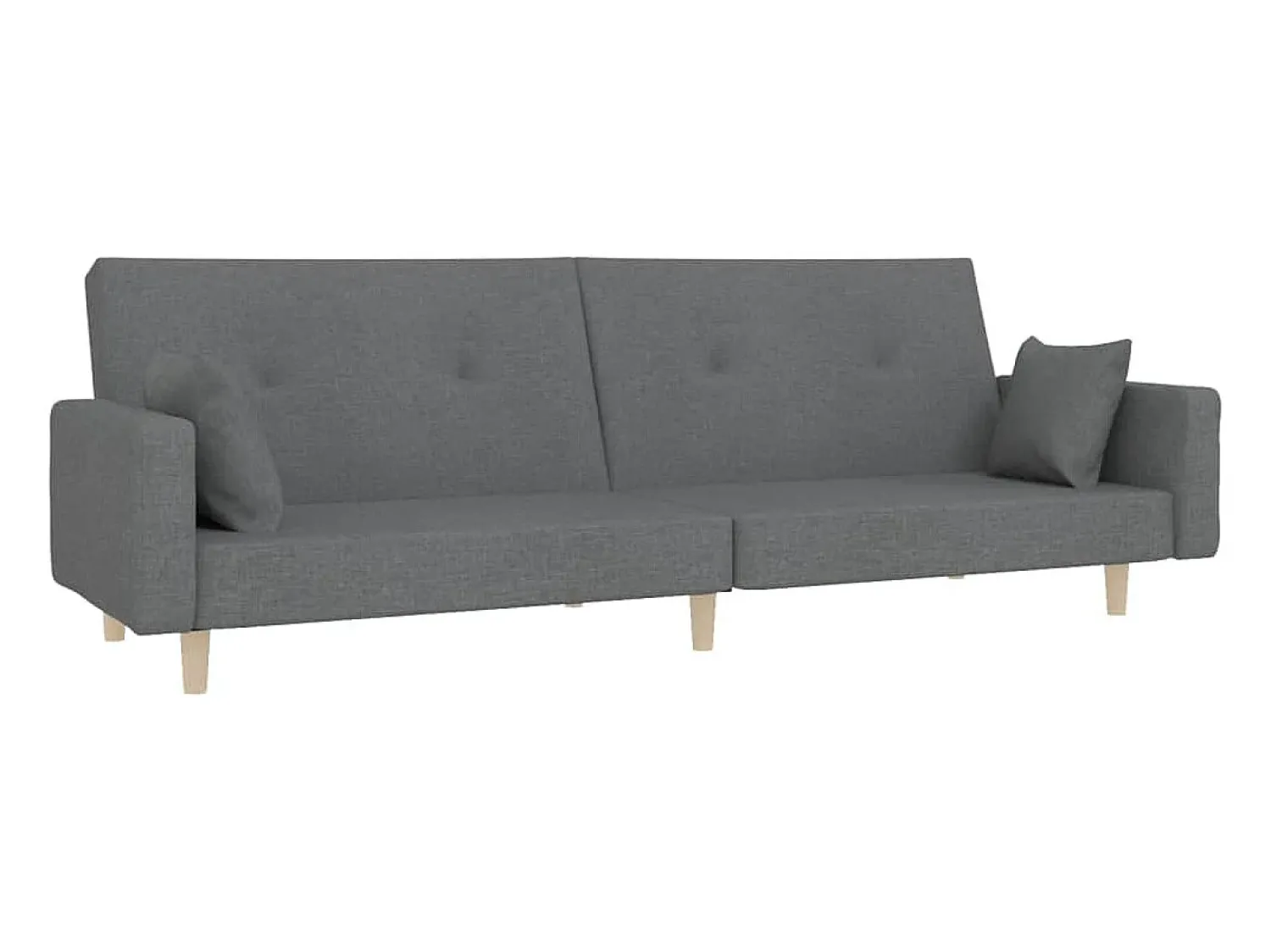 Clearance Sofá-cama 2 lugares com duas almofadas tecido cinzento-claro PT464355 Cinzento claro