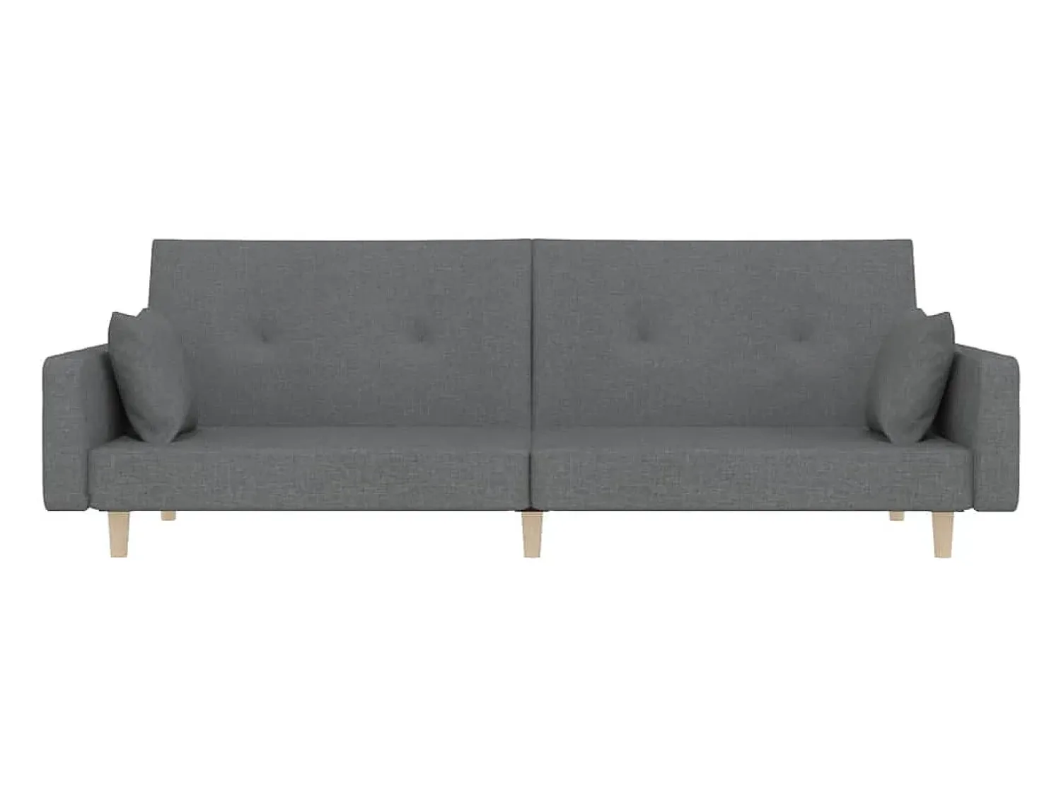 Clearance Sofá-cama 2 lugares com duas almofadas tecido cinzento-claro PT464355 Cinzento claro