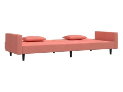 Sofá|vidaxl Sofá-cama 2 lugares com duas almofadas veludo Rosa