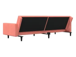 Sofá|vidaxl Sofá-cama 2 lugares com duas almofadas veludo Rosa