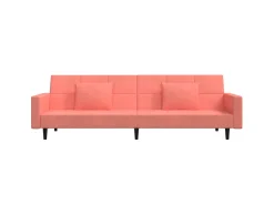 Sofá|vidaxl Sofá-cama 2 lugares com duas almofadas veludo Rosa