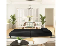 Sofá* Sofá-cama 2 lugares com duas almofadas veludo PT489275 Preto