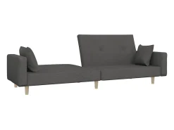 Sofá*vidaxl Sofá-cama 2 lugares com duas almofadas tecido -escuro Cinzento