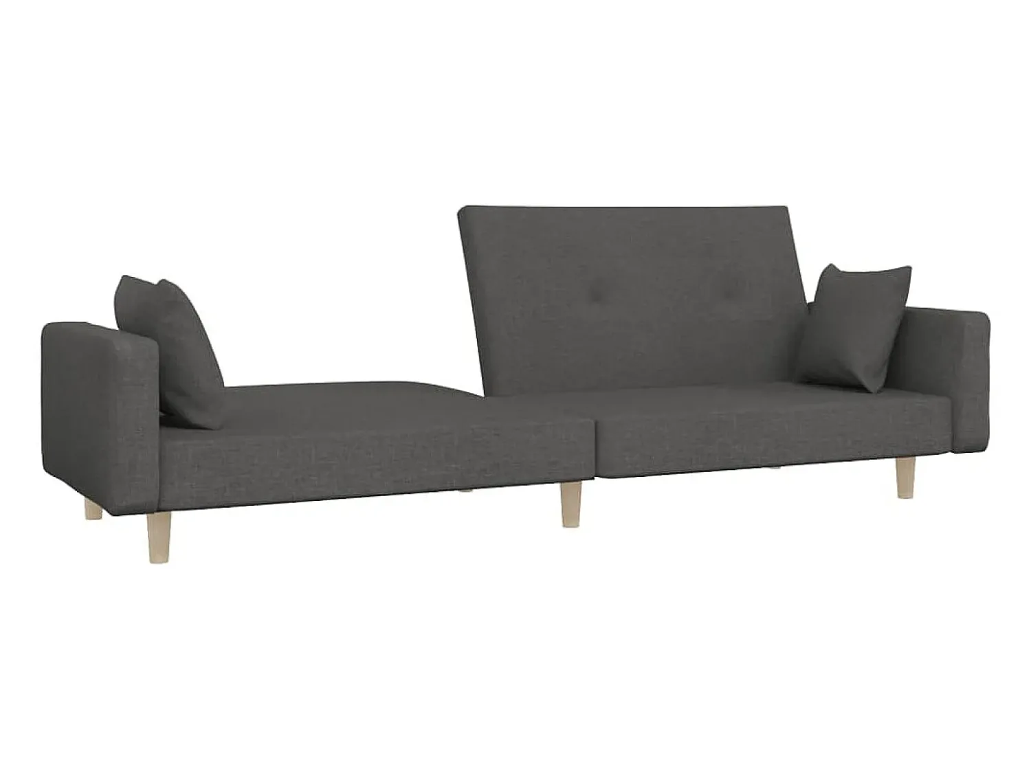 Sofá*vidaxl Sofá-cama 2 lugares com duas almofadas tecido -escuro Cinzento