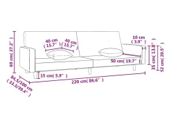 Sofá*vidaxl Sofá-cama 2 lugares com duas almofadas tecido -escuro Cinzento