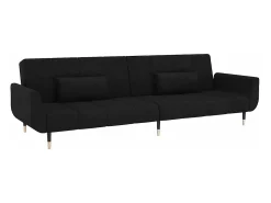 Sofá*vidaxl Sofá-cama 2 lugares com duas almofadas veludo Preto