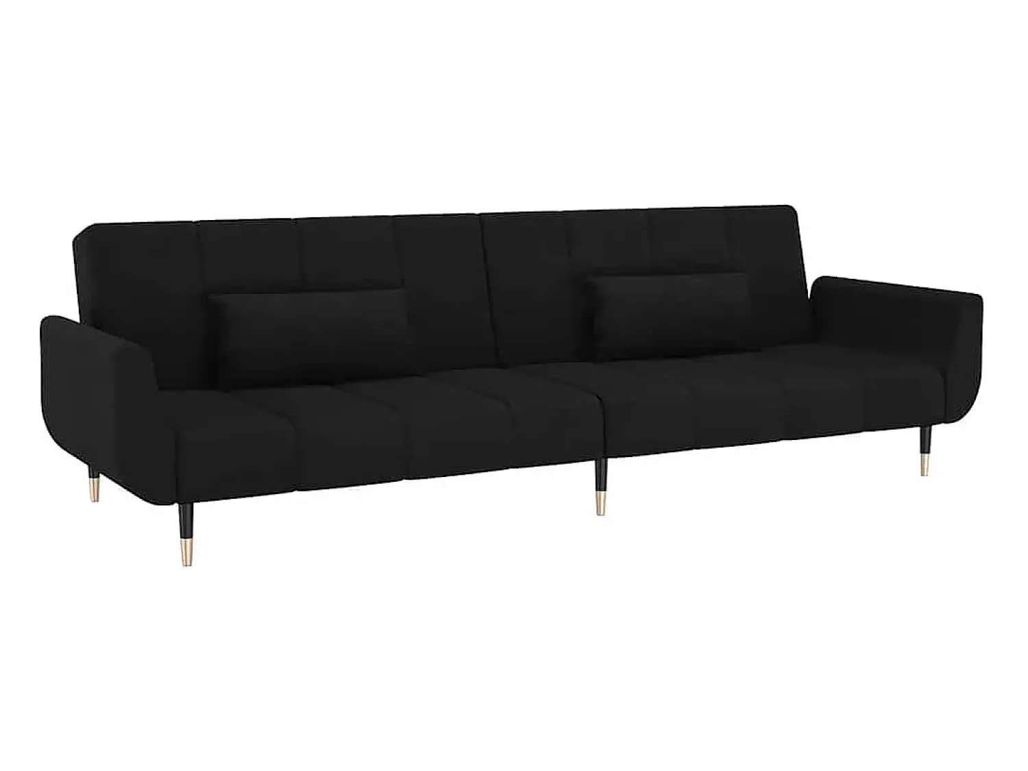 Sofá*vidaxl Sofá-cama 2 lugares com duas almofadas veludo Preto