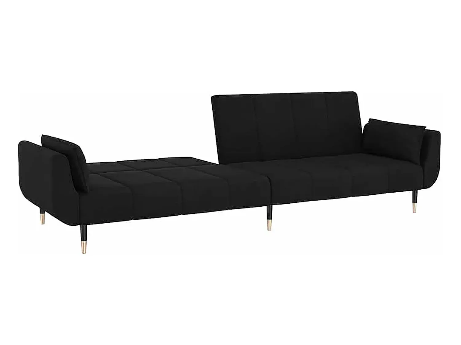 Sofá*vidaxl Sofá-cama 2 lugares com duas almofadas veludo Preto