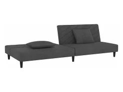 Sofá| Sofá-cama 2 lugares com duas almofadas veludo -escuro PT467301 Cinzento