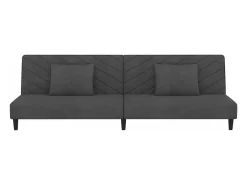 Sofá| Sofá-cama 2 lugares com duas almofadas veludo -escuro PT467301 Cinzento